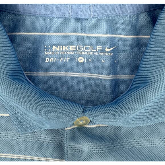 Nike Golf Blue Striped Polo, M - Picture 4 of 8